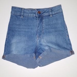 H&M High Rise Denim Shorts - Medium Wash